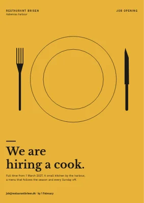 Restaurant hiring a cook in Aabenraa