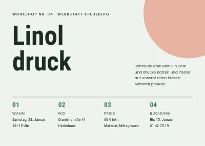 Linoldruck-Workshop — Einladung