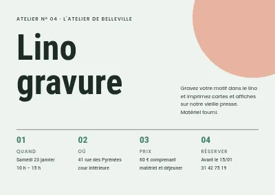 Atelier de linogravure — invitation