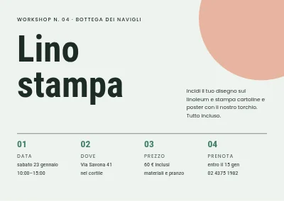 Laboratorio di stampa su linoleum — invito