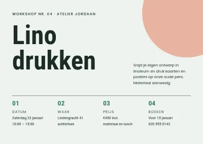 Linoleumdrukworkshop — uitnodiging