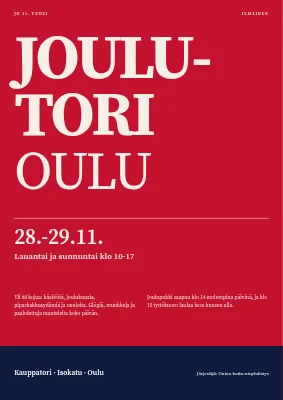 Juhlatori — jättikokoinen teksti kirsikanpunaisella