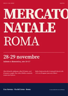 Mercatino festivo — caratteri giganti su rosso ciliegia