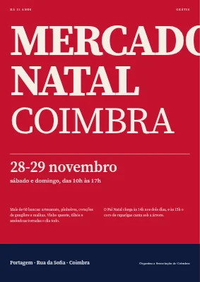 Mercado festivo — letras gigantes em vermelho cereja