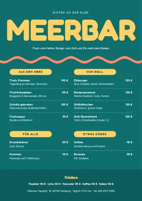 Nordsee-Bistro-Speisekarte
