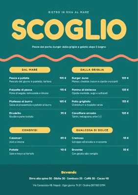 Menu bistrot del Mare del Nord