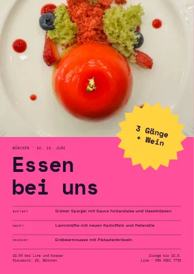 Dinnerparty — gelber Sternenburst und Menü