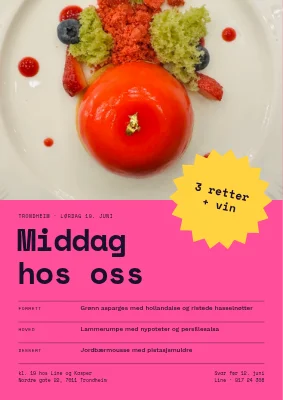 Middagsselskap — gul stjerneeksplosjon og meny