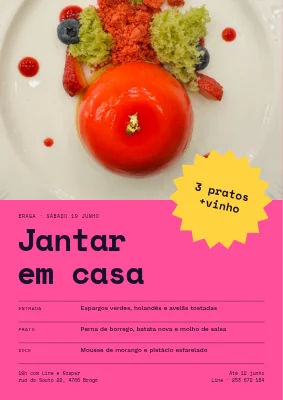 Jantar de amigos — explosão amarela e menu