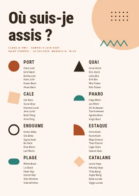 Plan de table — formes Memphis