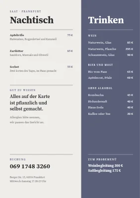 Seite 2 von Veganes Restaurant — geteilte Speisekarte mit Wurzelgemüse
