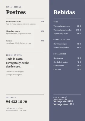 Página 2 de Restaurante vegano — menú dividido con verduras de raíz