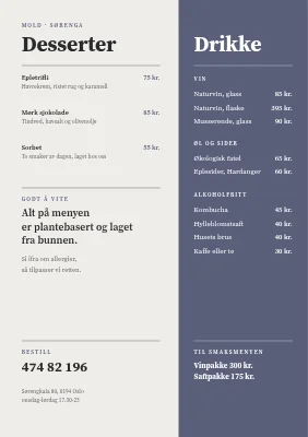Side 2 av Vegansk restaurant — delt meny med rotgrønnsaker