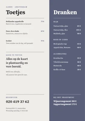 Pagina 2 van Veganistisch restaurant — tweedelige menukaart met wortelgroenten