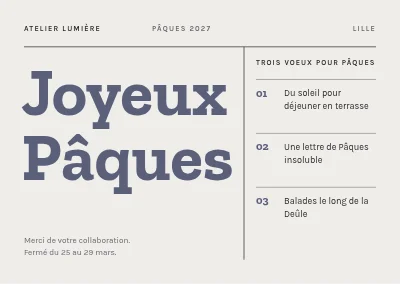 Carte de Pâques d'entreprise — trois vœux
