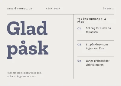 Påskkort från Ateljé Fjordljus — Örebro