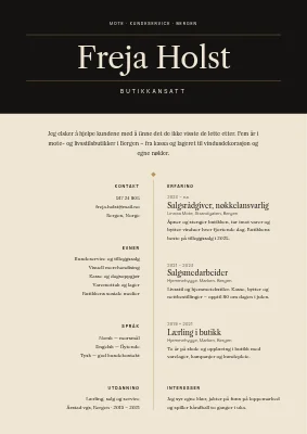 CV for butikkmedarbeider — boutique