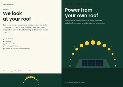 غلاف Brochure for a solar panel and heat pump installer – 20 pages