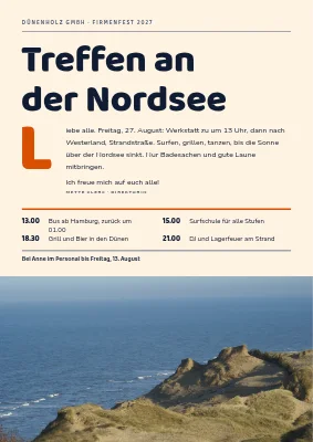 Firmenfeier an der Nordsee — Brief mit Initiale