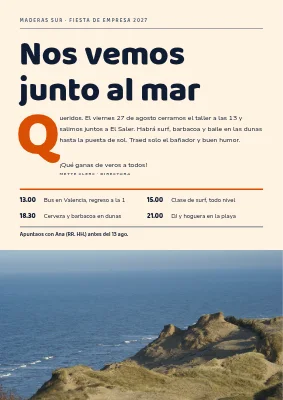 Fiesta de empresa junto al Mar del Norte — carta con letra capital