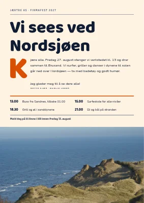 Bedriftsfest ved Nordsjøen — brev med initial