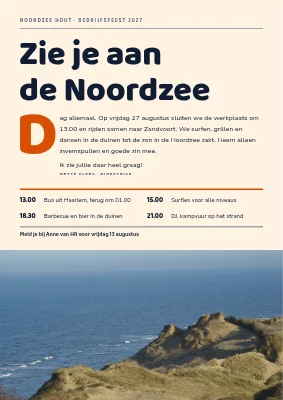 Bedrijfsfeest aan de Noordzee — brief met een initiaal