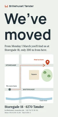 Door poster for a shop — we have moved, with a map