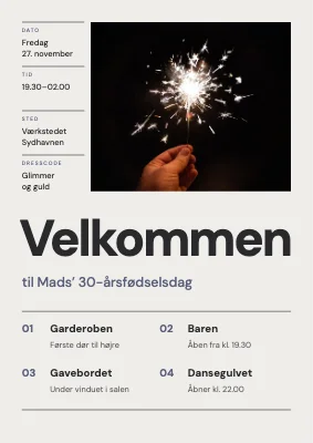 30-års fødselsdag — velkomstskilt i schweizisk grid