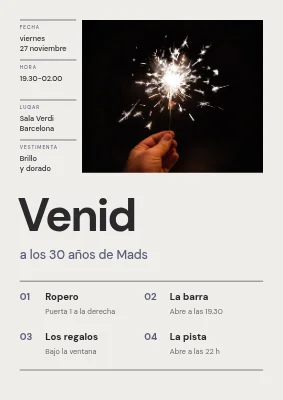 30 cumpleaños — cartel de bienvenida de estilo suizo con cuadrícula