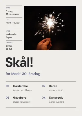 30-årsdag — velkomstskilt i sveitsisk rutenett