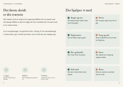Side 2–3 af Brochure til psykologpraksis – 12 sider