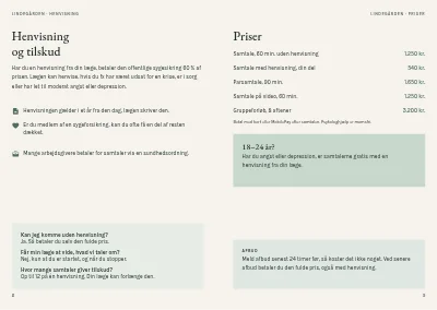 Side 8–9 af Brochure til psykologpraksis – 12 sider
