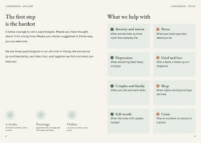 Pages 2–3 of Brochure for a psychology practice – 12 pages
