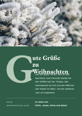 Weihnachtskarte aus Valby — großer Initialbuchstabe