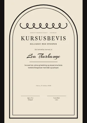 Kursusbevis — kalligrafi