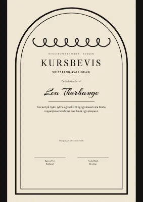 Kursbevis — kalligrafi
