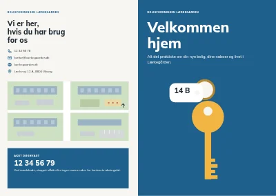 Omslag af Velkomsthæfte til nye beboere i boligforening – 16 sider