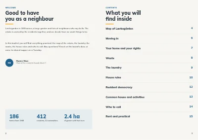 Pages 2–3 of Welcome booklet for new residents of a housing association – 16 pages
