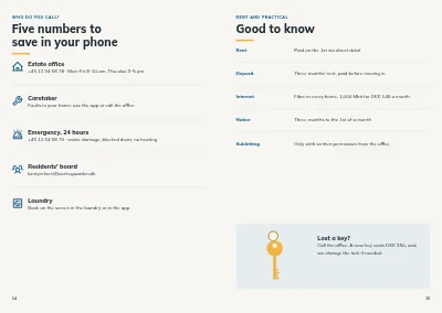 Pages 14–15 of Welcome booklet for new residents of a housing association – 16 pages