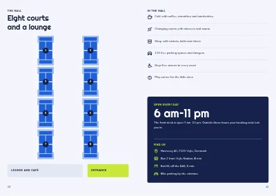 Pages 10–11 of Brochure for a padel centre – 12 pages