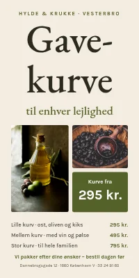 Dørplakat til delikatesse — gavekurve til enhver lejlighed