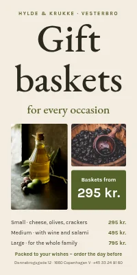 Door poster for a deli — gift baskets for every occasion