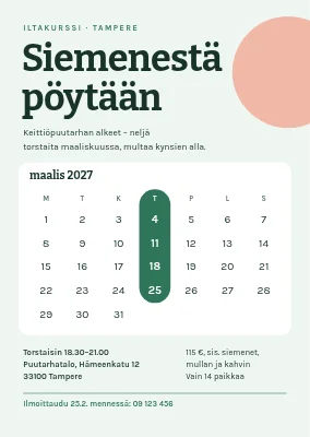Kurssikutsu — keittiöpuutarha siemenestä