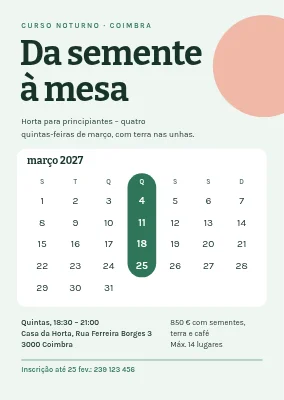 Convite para curso — horta de sementes