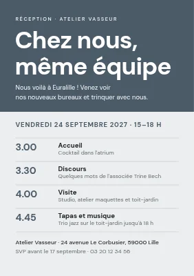 Invitation à une réception — nouveaux locaux