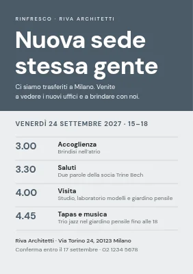 Invito al ricevimento — nuova sede