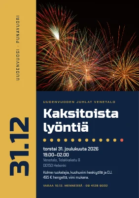 Uudenvuoden juhla — kultainen selkämys ja ilotulitus