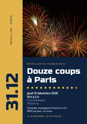Fête du Nouvel An — dos doré et feux d’artifice