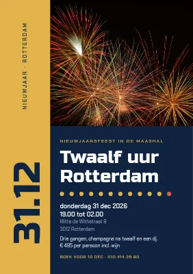 Nieuwjaarsfeest — gouden rug en vuurwerk