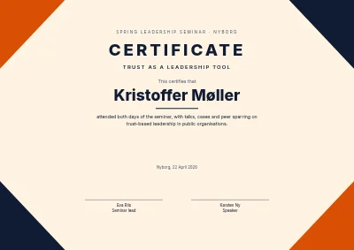 Certificate of attendance — seminar